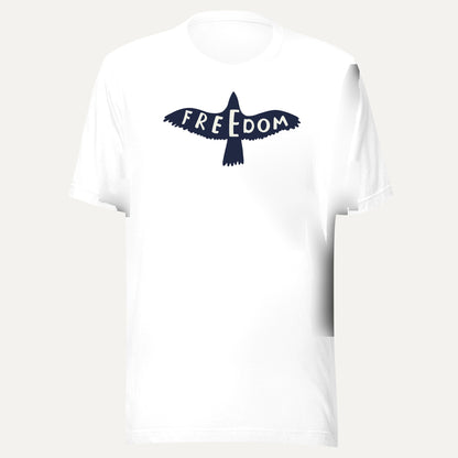 Freedom Free Bird Short Sleeve Tee in White, front view