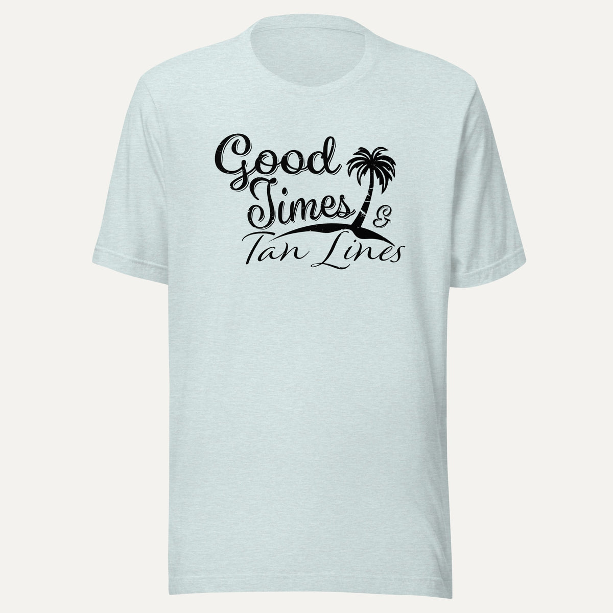 Good Times & Tan Lines Short Sleeve Tee in Heather Prism Ice Blue, front view