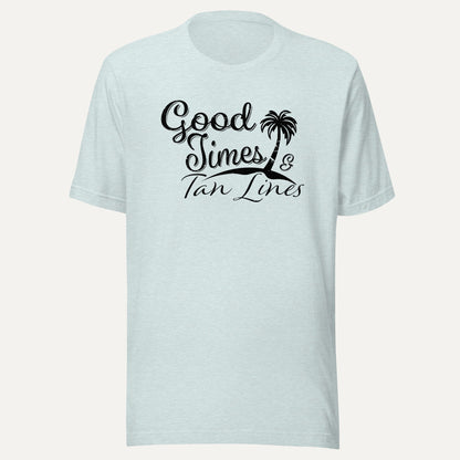 Good Times & Tan Lines Short Sleeve Tee in Heather Prism Ice Blue, front view