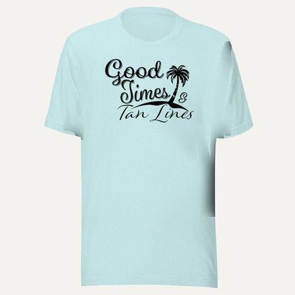 Good Times & Tan Lines Short Sleeve Tee in Heather Prism Ice Blue, front view