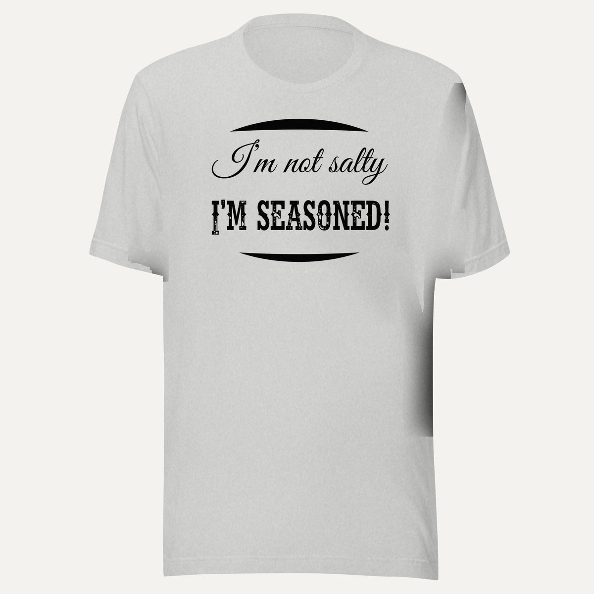 I'm Not Salty I'm Seasoned Short Sleeve Tee in Athletic Heather, front view