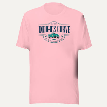 Indigo's Curve Signature Short Sleeve Tee in Pink, front view