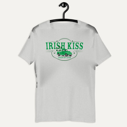 Irish Kiss Loads Of Luck Short Sleeve Tee in Athletic Heather, on hanger