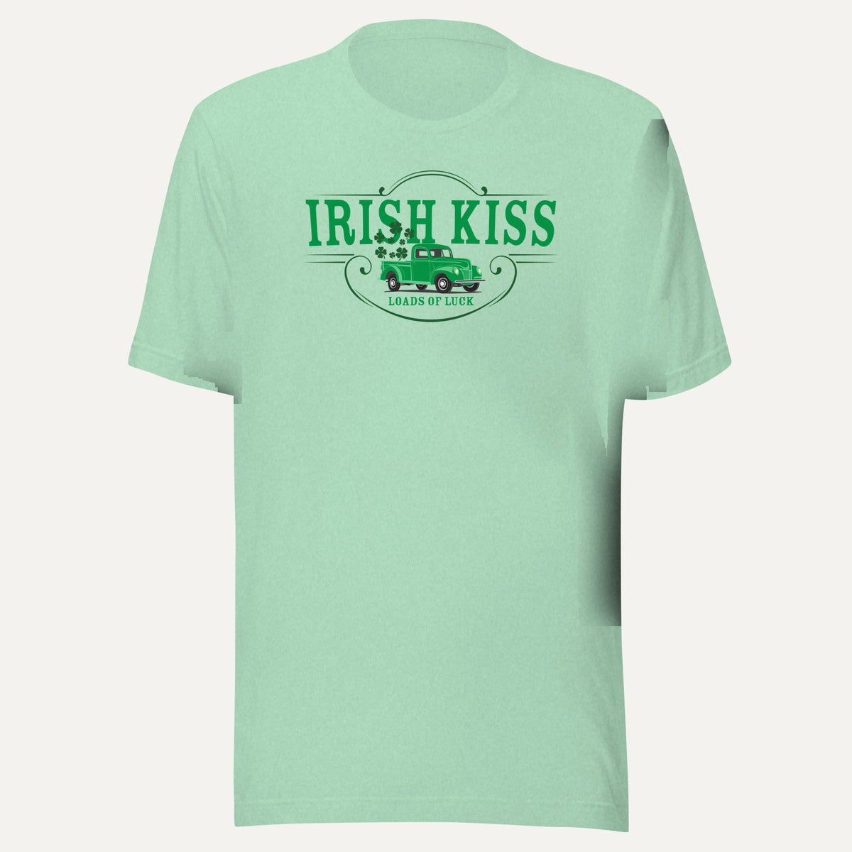 Irish Kiss Loads Of Luck Short Sleeve Tee in Heather Prism Mint, front view