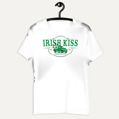 Irish Kiss Loads Of Luck Short Sleeve Tee in White, on hanger