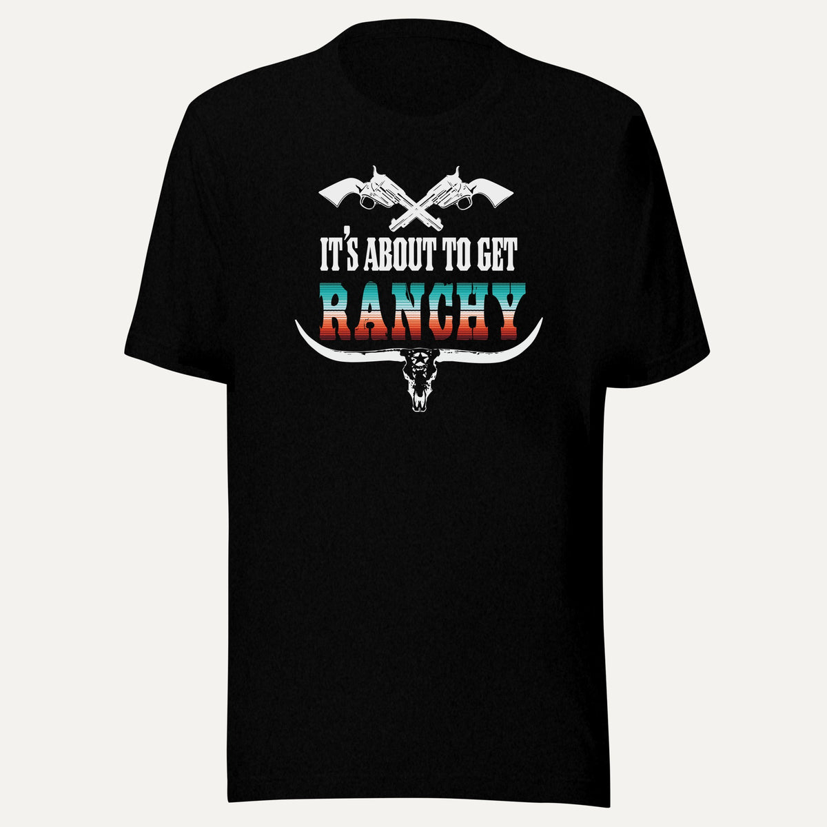 It's About To Get Ranchy Short Sleeve Tee in Black Heather, front view