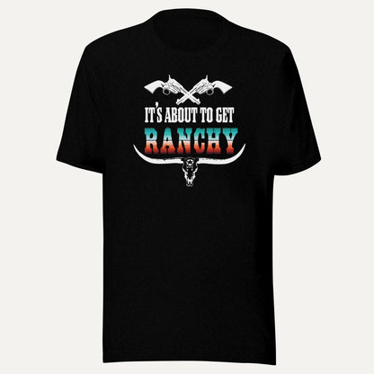 It's About To Get Ranchy Short Sleeve Tee in Black Heather, front view