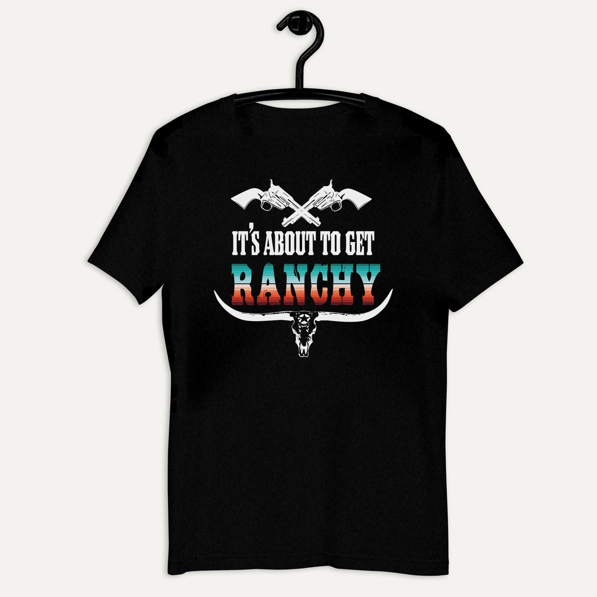 It's About To Get Ranchy Short Sleeve Tee in Black Heather, on hanger