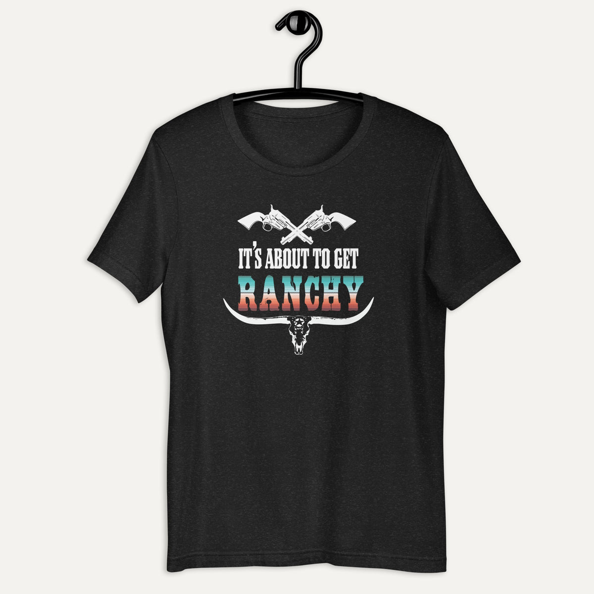 It's About To Get Ranchy Short Sleeve Tee in Black Heather, on hanger