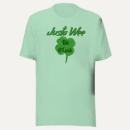Just A Wee Bit O' Luck Short Sleeve Tee in Heather Prism Mint, front view