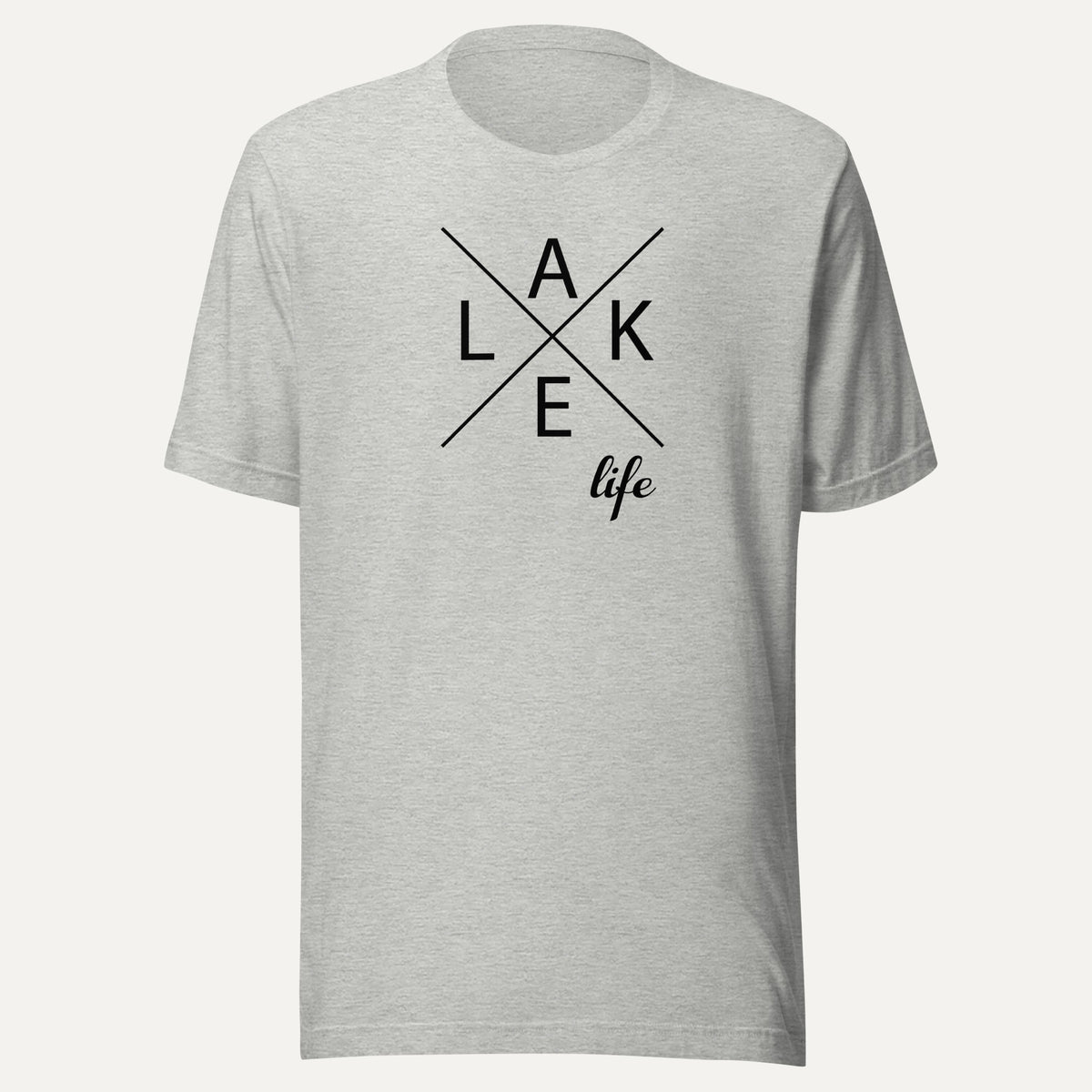 Lake Life X Short Sleeve Tee in Athletic Heather, front view