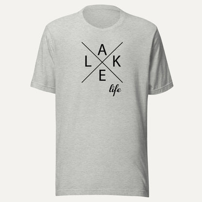 Lake Life X Short Sleeve Tee in Athletic Heather, front view