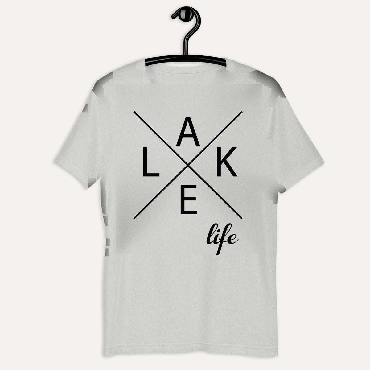 Lake Life X Short Sleeve Tee in Athletic Heather, on hanger