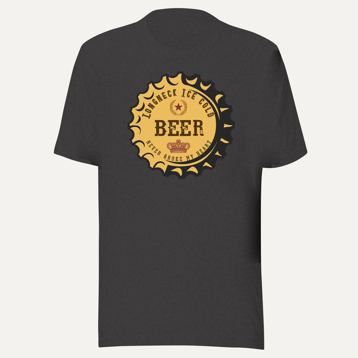 Longneck Ice Cold Beer Short Sleeve Tee in Dark Grey Heather, front view