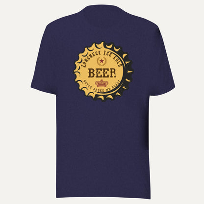 Longneck Ice Cold Beer Short Sleeve Tee in Heather Midnight Navy, front view