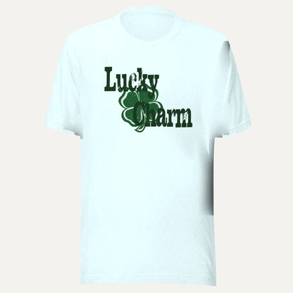 Lucky Charm Short Sleeve Tee in Heather Ice Blue, front view
