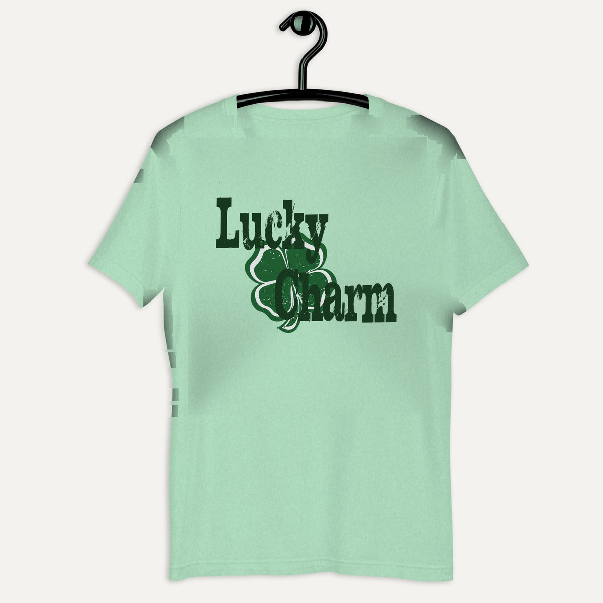 Lucky Charm Short Sleeve Tee in Heather Prism Mint, on hanger
