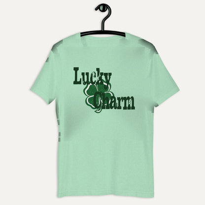 Lucky Charm Short Sleeve Tee in Heather Prism Mint, on hanger