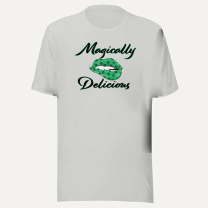 Magically Delicious Biting Lip Short Sleeve Tee in Athletic Heather, front view