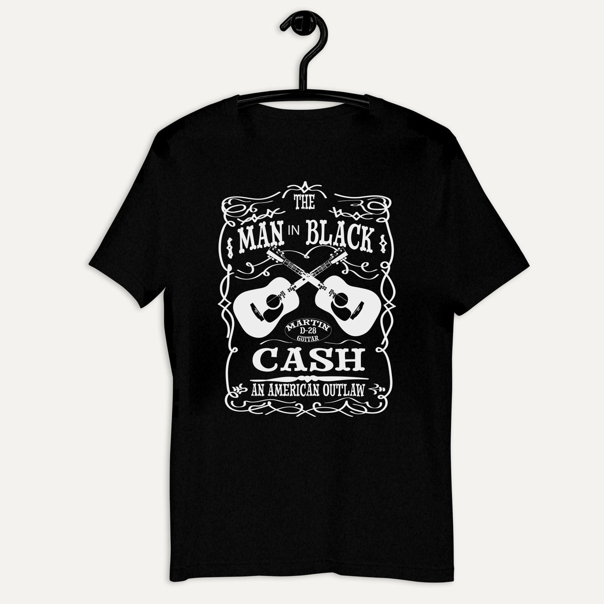 Man In Black Short Sleeve Tee in Black Heather, on hanger