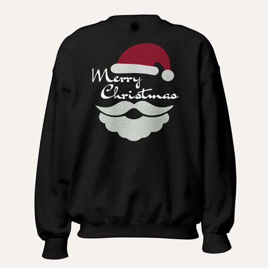 Merry Christmas Santa Unisex Long Sleeve Sweatshirt in Black, front view
