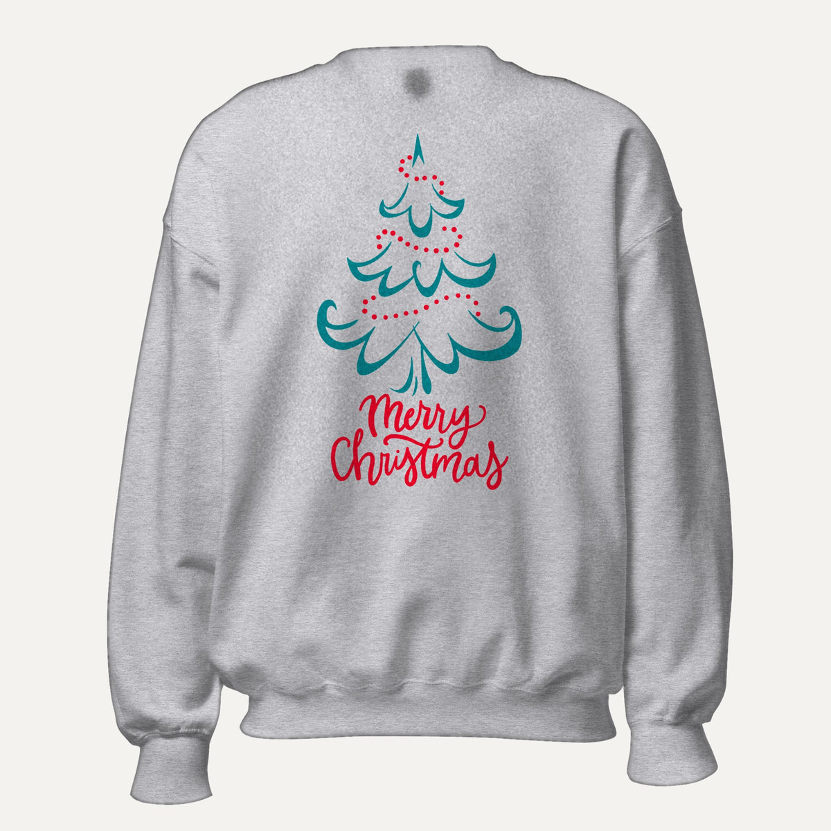 Merry Christmas Tree Unisex Long Sleeve Sweatshirt in Sport Grey, front view