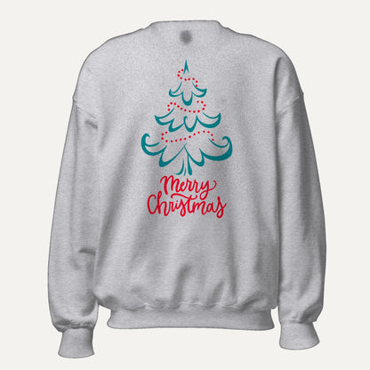 Merry Christmas Tree Unisex Long Sleeve Sweatshirt in Sport Grey, front view