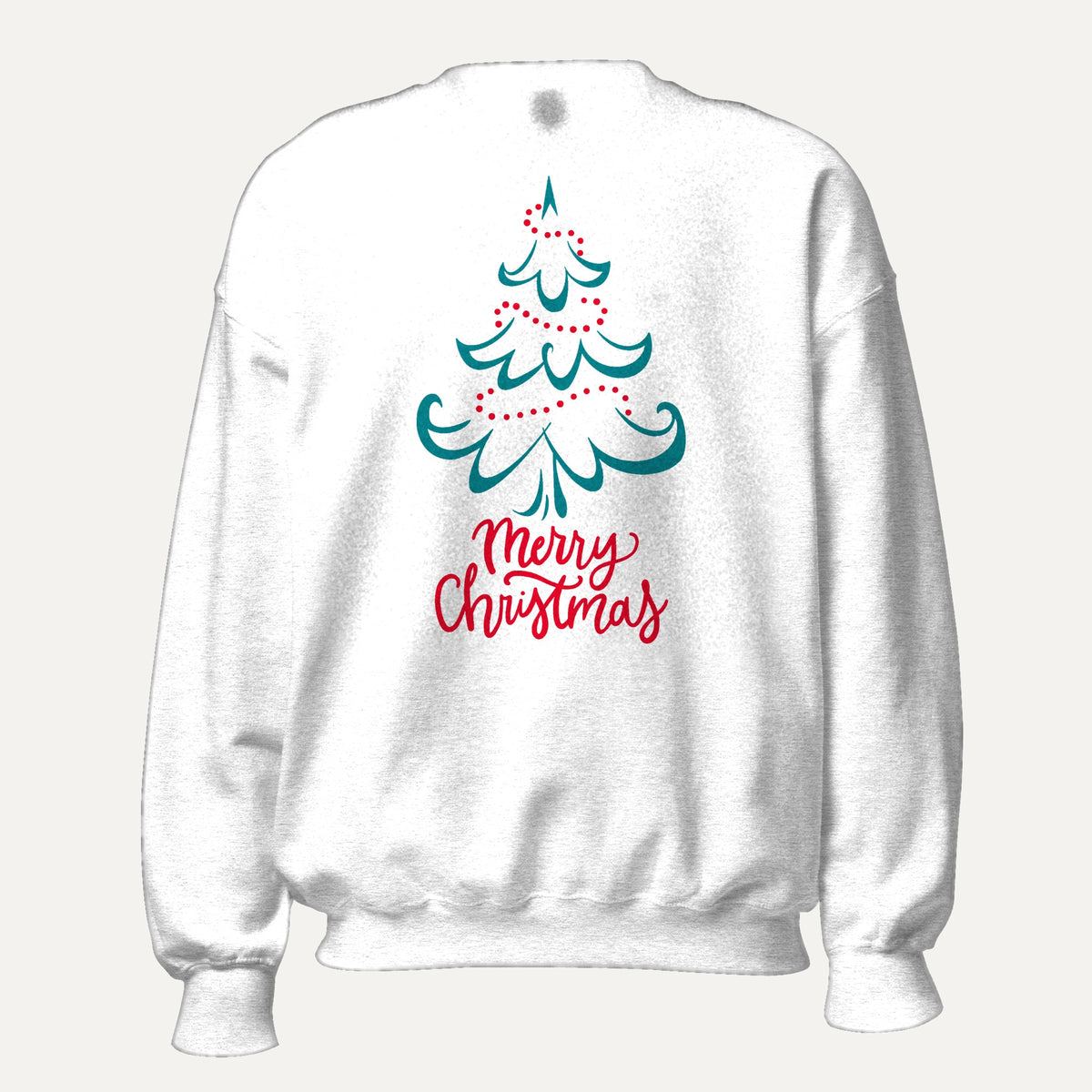 Merry Christmas Tree Unisex Long Sleeve Sweatshirt in White, front view