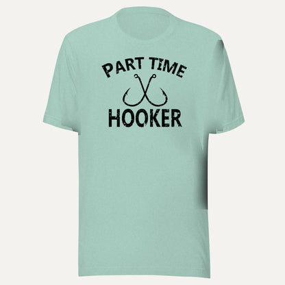 Part Time Hooker Fishing Tee in Heather Prism Dusty Blue, front view