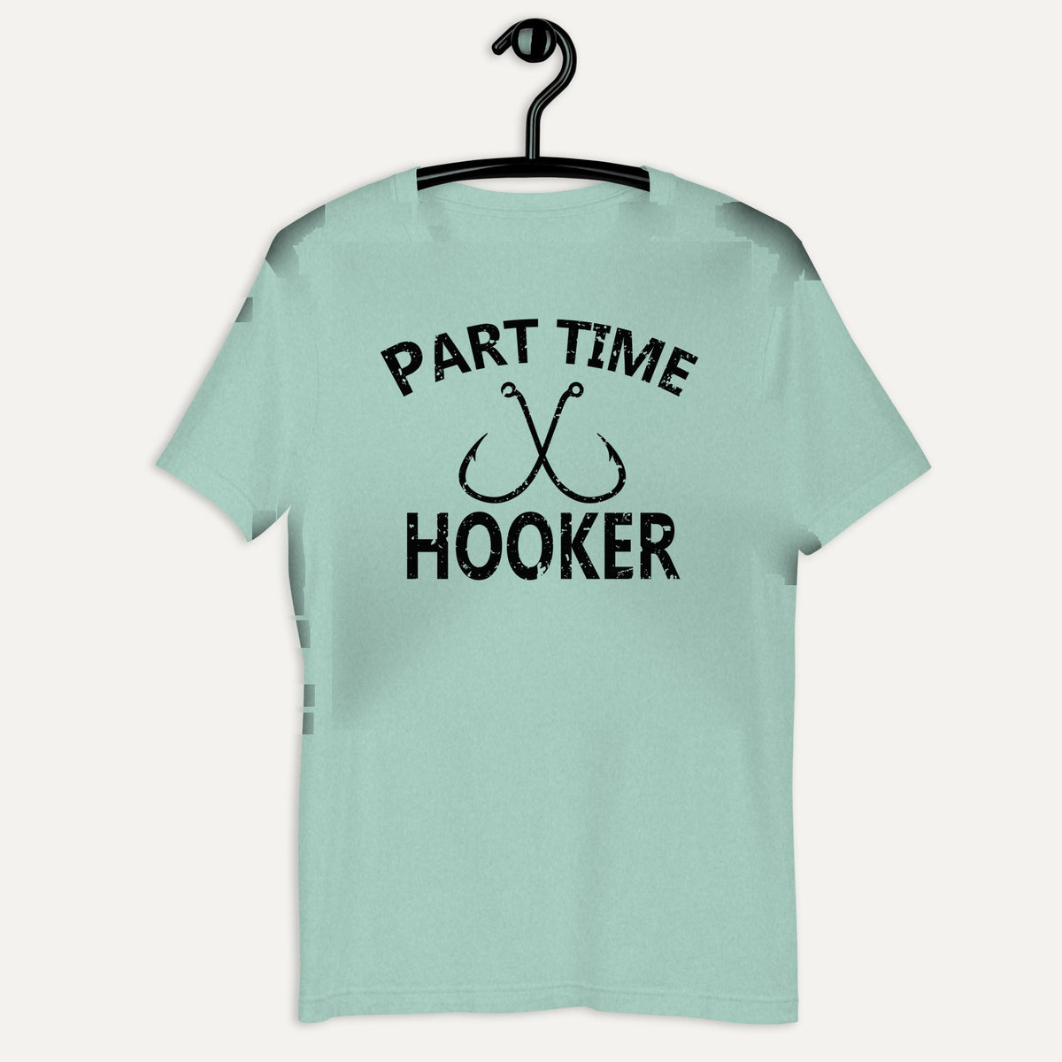 Part Time Hooker Fishing Tee in Heather Prism Dusty Blue, on hanger