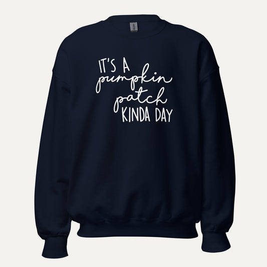 Pumpkin Patch Kinda Day Unisex Long Sleeve Sweatshirt in Navy, front view