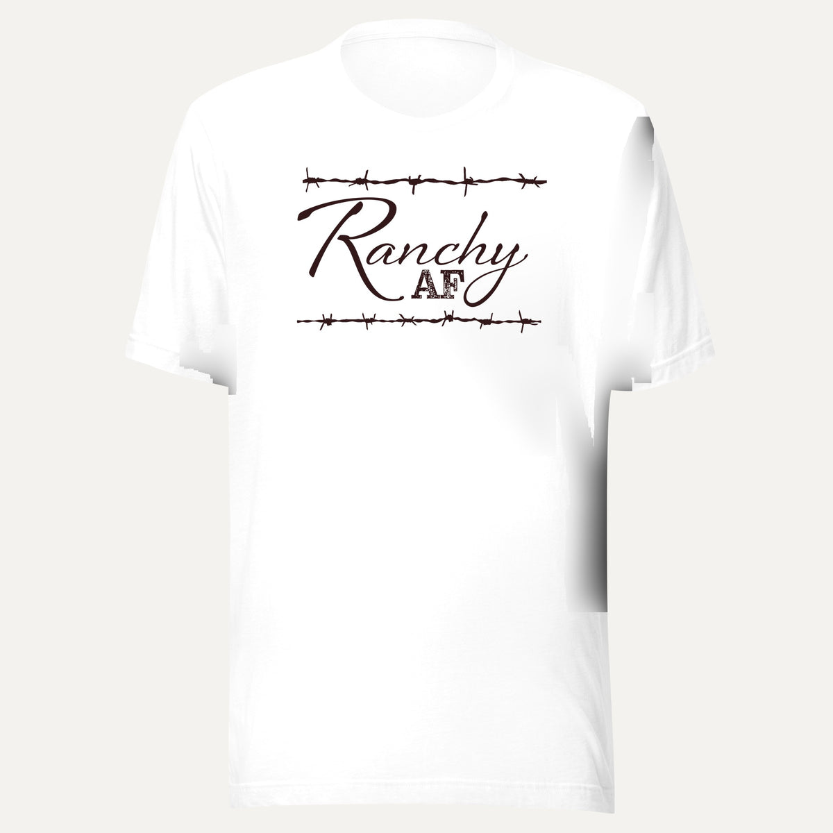 Ranchy AF Short Sleeve Tee in White, front view
