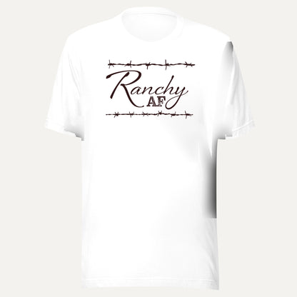 Ranchy AF Short Sleeve Tee in White, front view