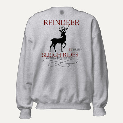 Reindeer Sleigh Rides Unisex Long Sleeve Sweatshirt in Sport Grey, front view