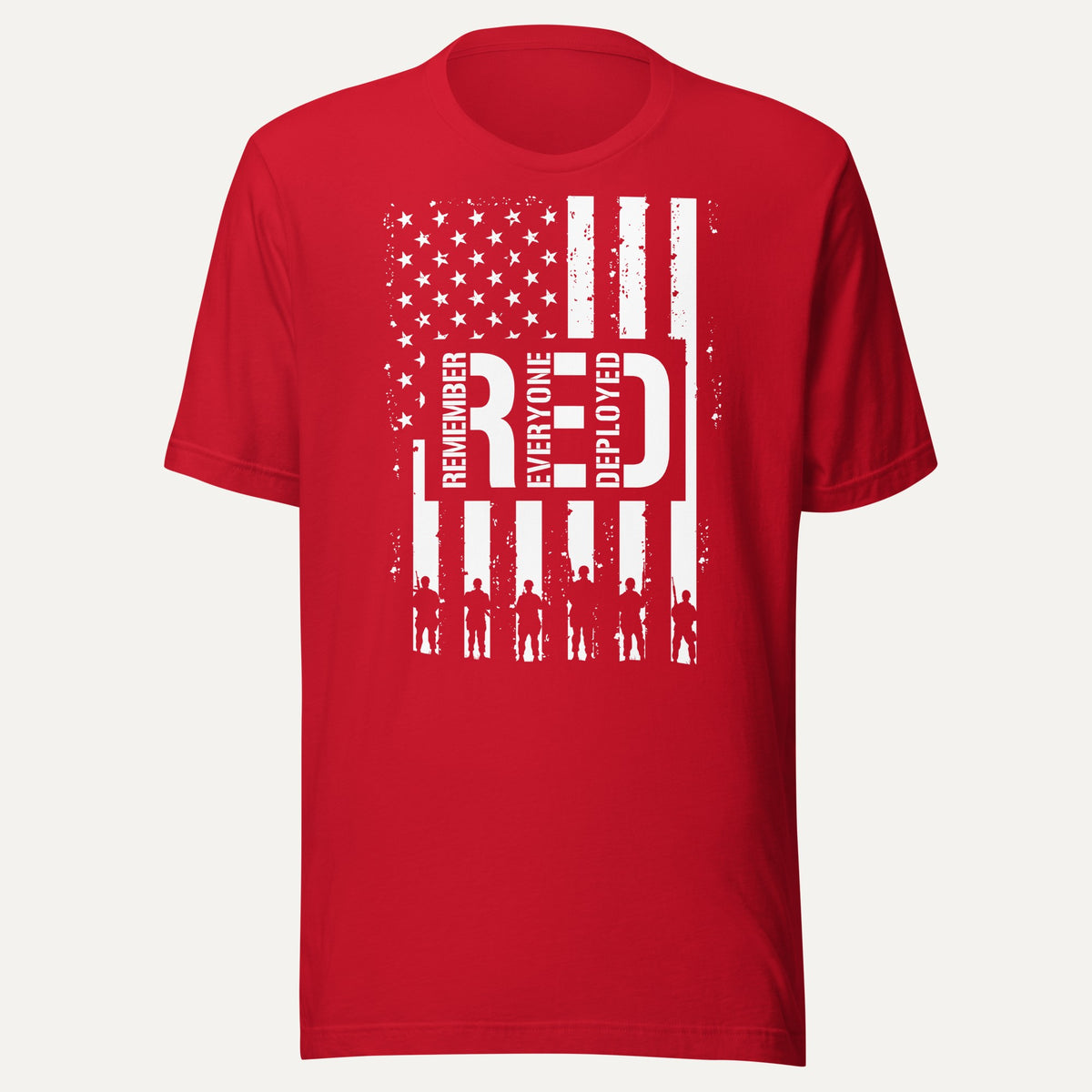 Remember Everyone Deployed Short Sleeve Tee in Red, front view
