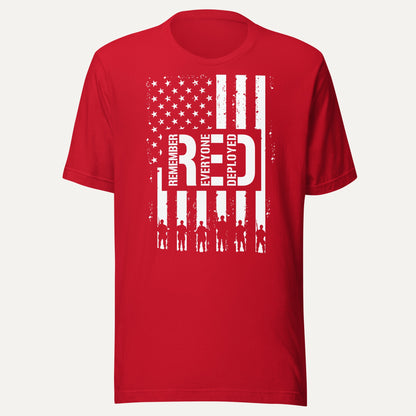Remember Everyone Deployed Short Sleeve Tee in Red, front view