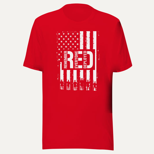 Remember Everyone Deployed Short Sleeve Tee in Red, front view