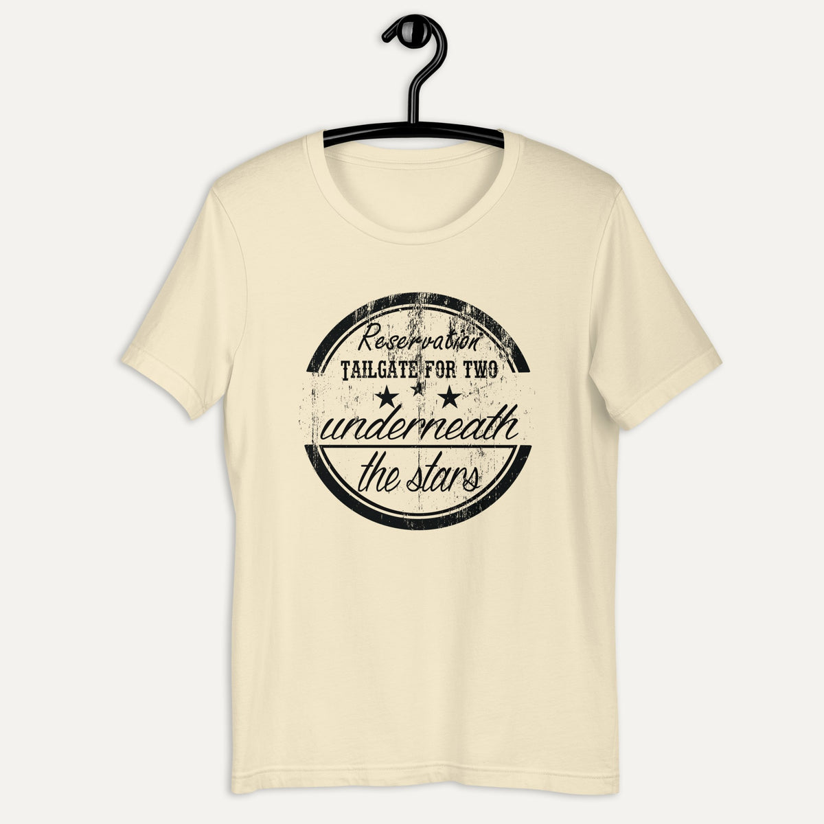 Reservation Tailgate For Two Short Sleeve Tee in Natural, on hanger