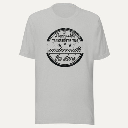 Reservation Tailgate For Two Short Sleeve Tee in Athletic Heather, front view