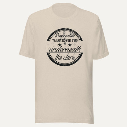 Reservation Tailgate For Two Short Sleeve Tee in Heather Dust, front view