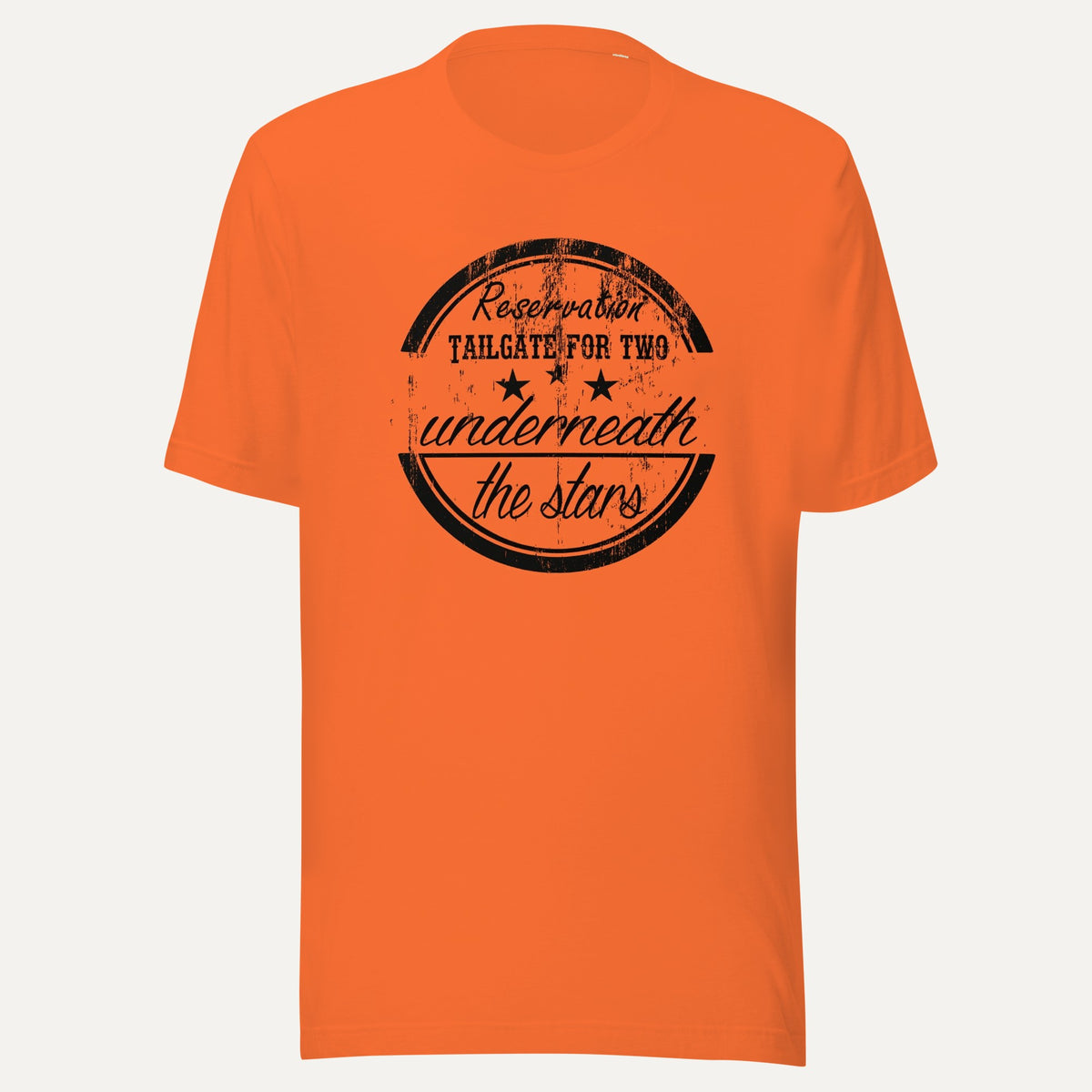 Reservation Tailgate For Two Short Sleeve Tee in Orange, front view