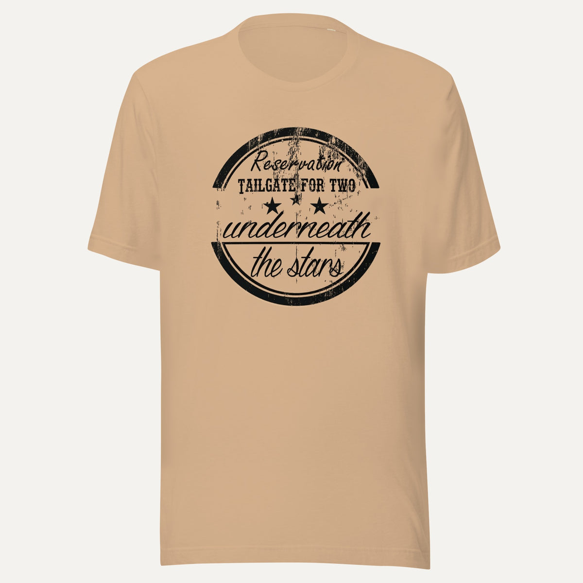 Reservation Tailgate For Two Short Sleeve Tee in Tan, front view