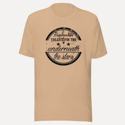 Reservation Tailgate For Two Short Sleeve Tee in Tan, front view