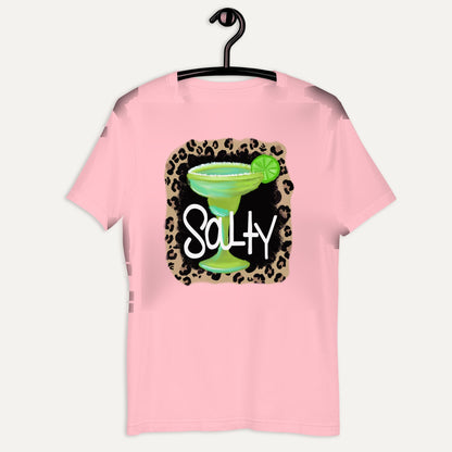 Salty Margarita Short Sleeve Tee in Pink, on hanger