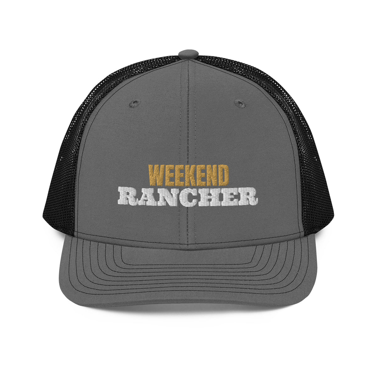Weekend Rancher Embroidered Trucker Hat in Charcoal/Black, front view