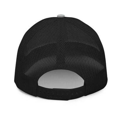 1776 Stars Embroidered Trucker Hat in Heather Grey/Black, back view