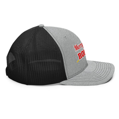 Merry Little Rodeo Embroidered Trucker Hat in Heather Grey / Black, right side view