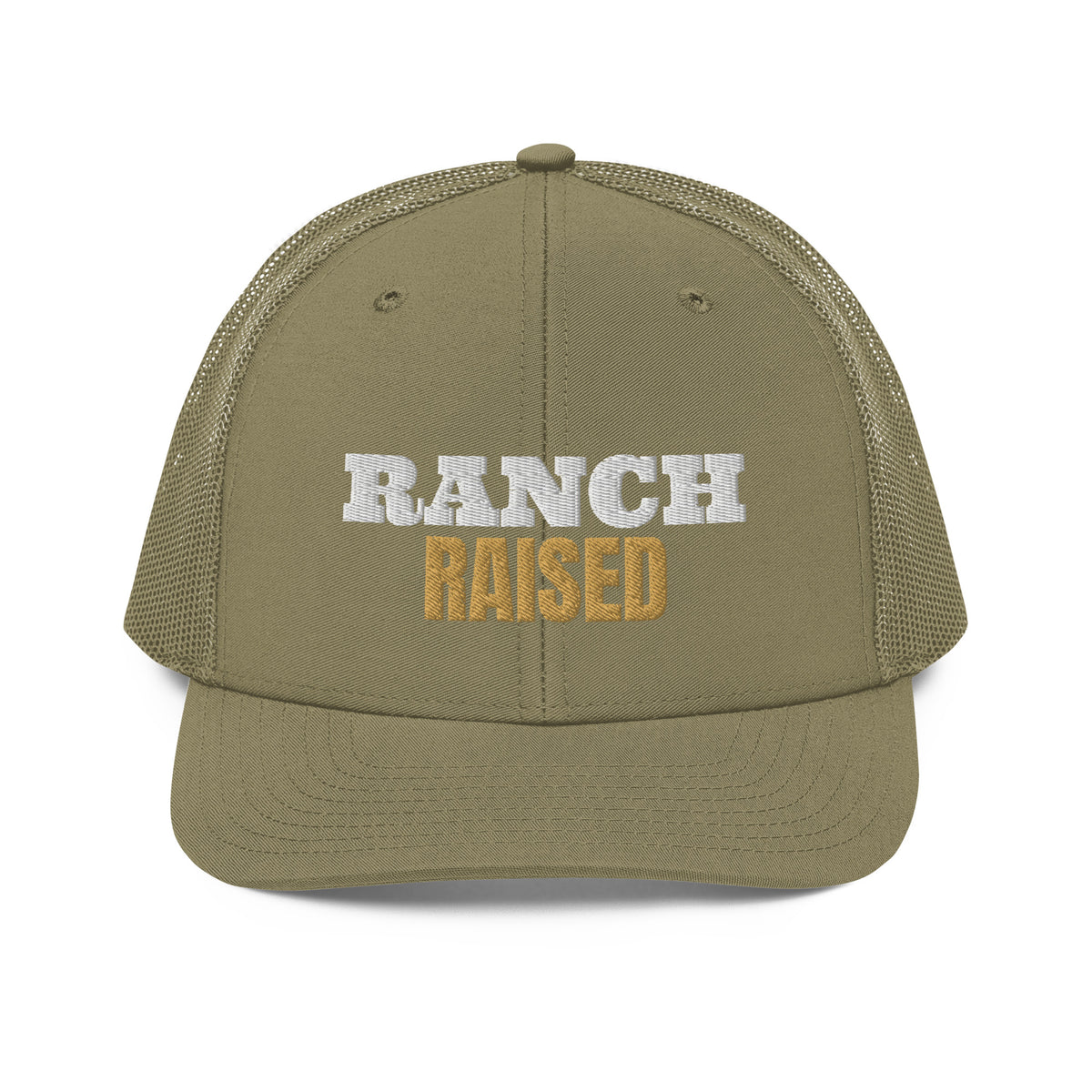 Ranch Raised Embroidered Trucker Hat in Loden, front view