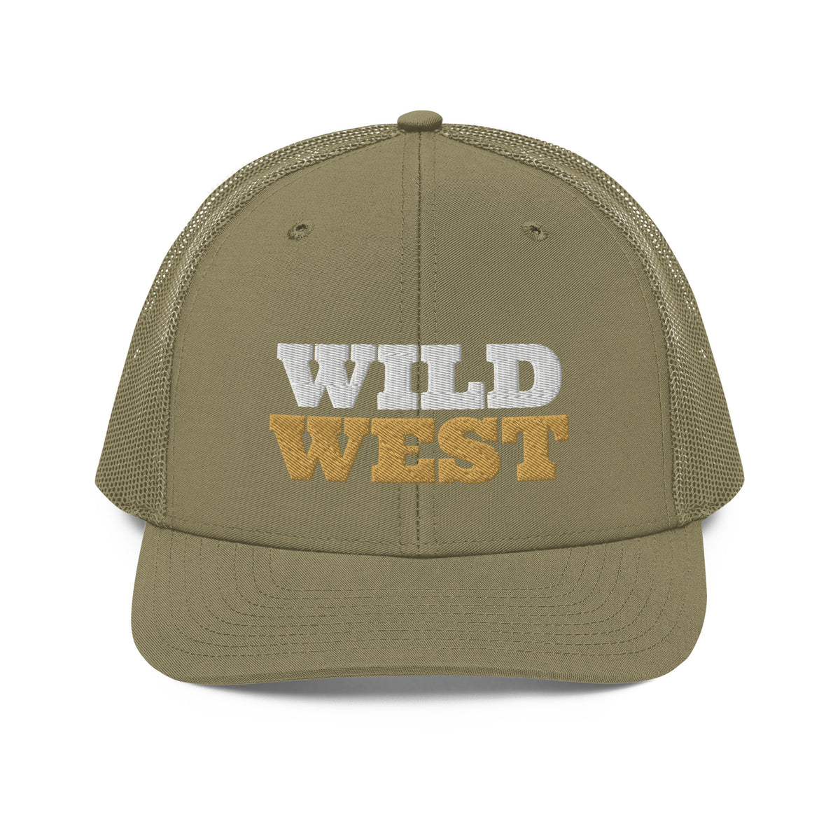Wild West Embroidered Trucker Hat in Loden, front view