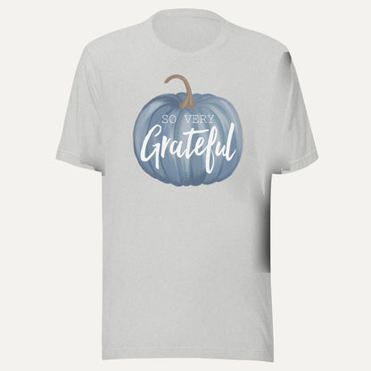 So Very Grateful Pumpkin Short Sleeve Tee in Athletic Heather, front view